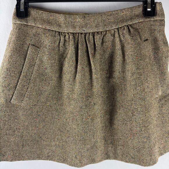 J.Crew Dresses & Skirts - J.Crew Womens Fashion Pleated Chevron Wool Casual Mini Skirt Size 2 Brown